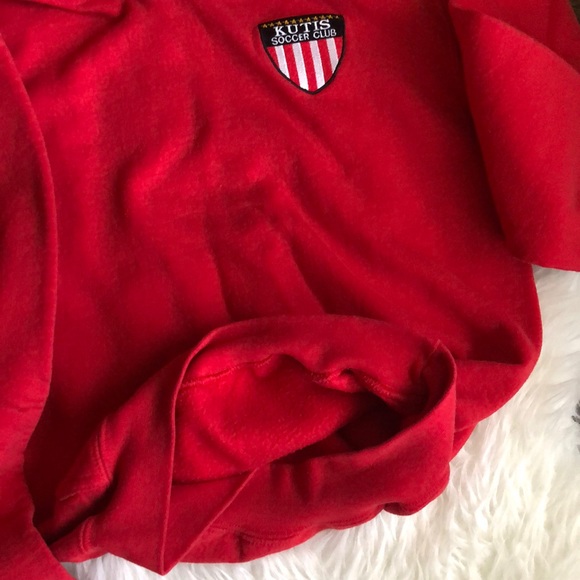Kutis Soccer Club Logo Pullover Hoodie | Boys’ Red - Picture 4 of 5